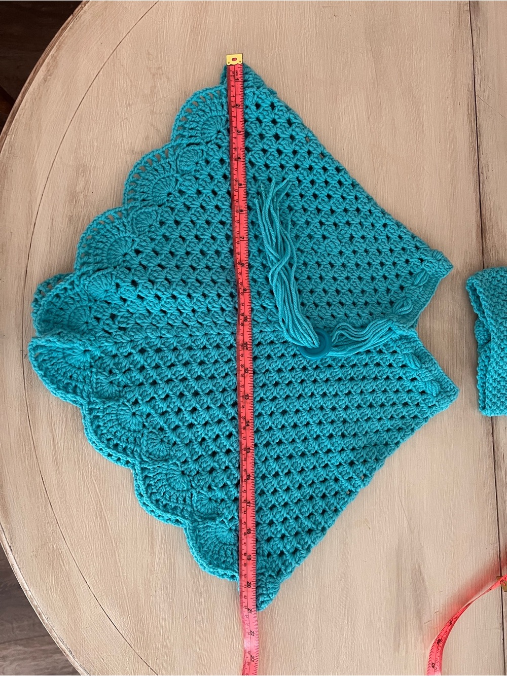 Handmade Teal Crochet Kids Poncho & Headband Set - Picture 8 of 9
